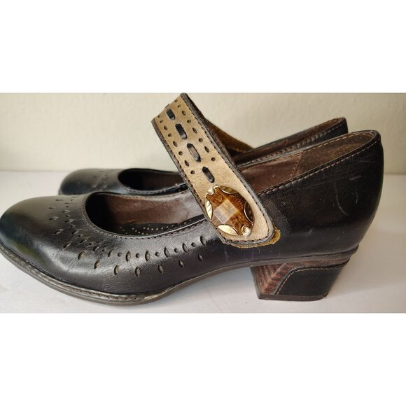 L'artiste Spring Step Black Mary Jane Shoes, Leather Size 37, Hook & Loop 6.5, 7 - Picture 2 of 8